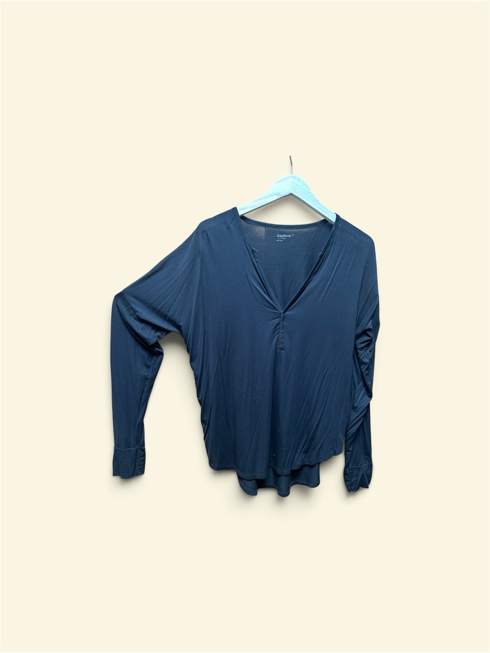 GAP Black V-Neck Long Sleeve Drapey Top